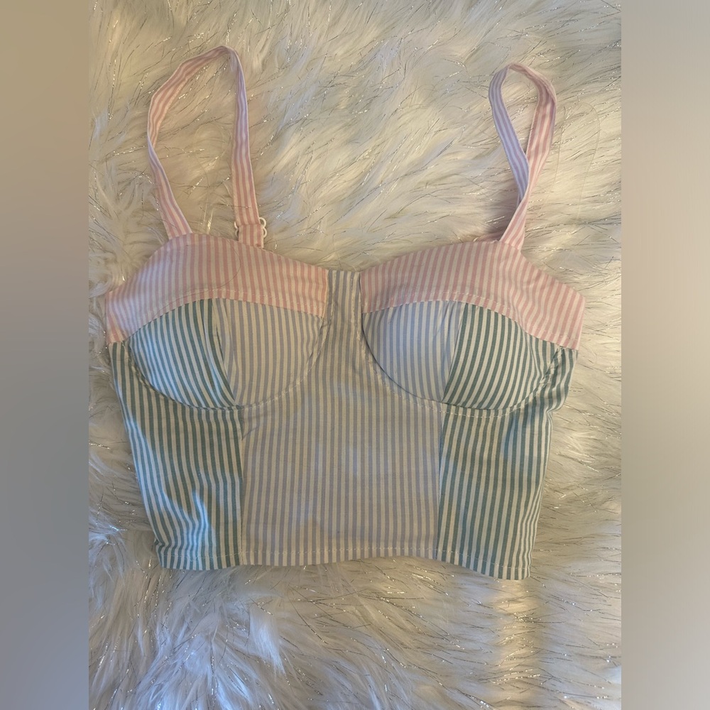 SO Mix stripe bralette cami size S crop top shirt
